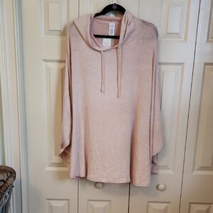 Pink Hooded Poncho Sweater L-XL